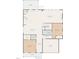 Floor plan of the first floor shows the layout of kitchen, dining room, living room, and garage at 157 Maplewood Dr, Sanford, NC 27332