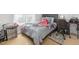 This bedroom features neutral colored walls, carpet, and a large window at 161 Fort Jackson Rd, Morrisville, NC 27560