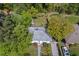 Aerial view of home with a landscaped yard, driveway, and mature trees providing shade and privacy at 1804 N Alston Ave, Durham, NC 27701