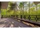 Spacious wooden deck overlooking lush green trees, ideal for outdoor relaxation and entertaining at 195 Nicks W Bnd, Pittsboro, NC 27312