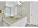 Elegant bathroom with dual sinks, a large mirror, and a separate tub and shower area at 201 Wendy Pl, Benson, NC 27504