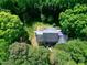 Aerial view of a home nestled in a lush landscape, surrounded by mature trees and greenery at 2901 Hunters Bluff Dr, Raleigh, NC 27606