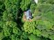 An aerial view of the house surrounded by lush trees, gray roof, and well-kept lawn at 2901 Hunters Bluff Dr, Raleigh, NC 27606