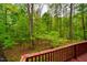 Beautiful backyard view from the deck with lots of greenery and trees at 3 Little Stone Cir, Durham, NC 27703