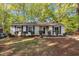 Inviting single-story house featuring blue shutters, complemented by a well-maintained lawn and trees at 3116 Henslowe Dr, Raleigh, NC 27603
