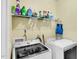 Well-organized laundry room with modern Maytag washer and dryer and shelving at 312 Loon Ct, Graham, NC 27253