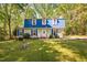 Charming two-story home with blue shutters, a matching roof, and a well-manicured lawn at 3312 Shannon Cir, Apex, NC 27539