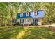 Charming two-story home with blue shutters, a matching roof, and a well-manicured lawn at 3312 Shannon Cir, Apex, NC 27539