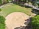 Community baseball field with well-kept grass, batter's box and a tree-lined perimeter at 337 Merrywood Dr, Raleigh, NC 27610