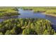 Beautiful aerial view of a lakefront property surrounded by lush greenery at 4500 Governor Hunt St, Efland, NC 27243