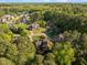 Expansive aerial view showcasing a beautiful neighborhood filled with lush trees, green lawns, and elegant homes at 5016 Dillswood Ln, Raleigh, NC 27606
