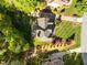 Aerial view of a private home surrounded by mature trees and manicured lawns at 5016 Dillswood Ln, Raleigh, NC 27606