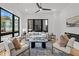 Bright living room with comfortable seating, large windows, and a stylish rug at 512 Edgecreek Ct, Raleigh, NC 27604