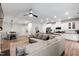 Spacious open-concept layout with living area, dining space, and modern kitchen at 594 Historic Dr, Hillsborough, NC 27278