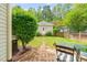 Charming backyard featuring a stone pathway and lush greenery at 607 Millbrook Dr, Pittsboro, NC 27312