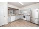 Stylish kitchen equipped with granite countertops, gray cabinetry, and an open view to the living area at 614 Canyon Lake Cir, Morrisville, NC 27560