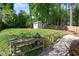 Spacious backyard featuring a storage shed, a grill, lush greenery and a wooden fence at 806 Edmund St, Raleigh, NC 27604