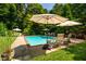 Inviting backyard pool with lounge seating and patio furniture for outdoor living at 102 Antler Point Rd, Chapel Hill, NC 27516
