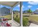 Cozy front porch features comfortable seating and offers a serene view of the neighborhood, perfect for relaxing at 106 Neuse Bluff Cir, Clayton, NC 27527