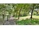 Secluded backyard featuring established trees, a chain-link fence, and lush green grass at 109 Stone Ridge Dr, Smithfield, NC 27577