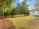 Spacious backyard with a wooden fence and newly seeded lawn that offers privacy and room for activities at 1310 Mayfair Rd, Raleigh, NC 27608