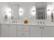 Elegant bathroom featuring dual sinks, decorative lighting, and stylish decor at 1310 Mayfair Rd, Raleigh, NC 27608