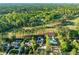 Aerial view of stunning golf course homes with beautiful landscaping, pools, and mature trees surrounding the area at 1616 Hunting Ridge Rd, Raleigh, NC 27615