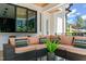 Cozy outdoor seating area with comfortable sectional and modern decor at 1616 Hunting Ridge Rd, Raleigh, NC 27615