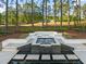 Zen-like water feature with stone accents, lush landscaping, and built-in seating offering a tranquil outdoor escape at 1616 Hunting Ridge Rd, Raleigh, NC 27615