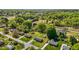 Aerial view of homes featuring lush trees and well-manicured lawns in a serene neighborhood setting at 1802 Prince Edward Dr, Elon, NC 27244