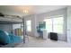 This bedroom has a bunk bed, vanity and a chandelier at 3219 Ranbir Dr, Durham, NC 27713