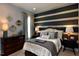 Stylish bedroom with modern decor, accent wall, and coordinated furnishings at 33 Blackhorn Ct, Pittsboro, NC 27312