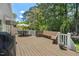 Expansive deck featuring outdoor dining area and seating with scenic views at 3826 Regent Rd, Durham, NC 27707