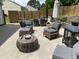 Backyard patio with cozy seating and dining area, perfect for outdoor entertainment at 406 Sapphire Dr, Durham, NC 27703