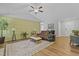 Open living room features vaulted ceilings and stylish decor at 42 Voyage Cir, Smithfield, NC 27577