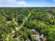 Beautiful aerial shot of the area revealing the neighborhood and surrounding landscape filled with lush greenery and trees at 4513 Touchstone Forest Rd, Raleigh, NC 27612