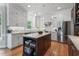 Modern kitchen with white cabinets, stainless steel appliances, and a central island, perfect for cooking at 4513 Touchstone Forest Rd, Raleigh, NC 27612
