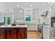 Modern kitchen featuring white cabinets, stainless steel appliances, and a beautiful island at 4513 Touchstone Forest Rd, Raleigh, NC 27612