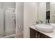 Stylish bathroom featuring a vessel sink, and walk-in shower with glass enclosure at 511 Hillsborough St # 103, Chapel Hill, NC 27514