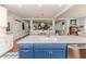Close up of blue kitchen island featuring a white sink and stainless steel appliances at 524 Auguston Ct, Sanford, NC 27330