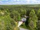Aerial view of property with a pool surrounded by lush, mature trees at 524 Birdsong Ln, Hurdle Mills, NC 27541