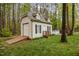 Charming backyard outbuilding features a garage door and additional living space at 524 Birdsong Ln, Hurdle Mills, NC 27541