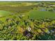 Lush, expansive aerial view of a home nestled amongst verdant trees and picturesque open fields at 580 Greenbriar Farm Trl, Siler City, NC 27344