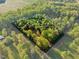 Aerial view showcasing lush trees surrounding the home and highlighting the property's boundaries at 580 Greenbriar Farm Trl, Siler City, NC 27344