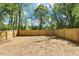 Spacious, private backyard enclosed by a wood fence and surrounded by mature trees at 811 Fargo St, Durham, NC 27707