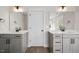 This bathroom features a dual sink vanity with black fixtures and shaker style cabinets at 000 Olivia Pope Way, Efland, NC 27243