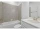Cozy bathroom with a shower and tub combination and a white vanity at 1215 Corkery Ridge Ct, Cary, NC 27519
