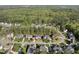 Enjoy this aerial view of the neighborhood's beautiful tree-lined streets and well-maintained homes with lush landscaping at 1305 Reservoir View Ln, Wake Forest, NC 27587
