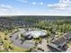 Aerial shot of community pool, clubhouse, and surrounding homes at 1305 Reservoir View Ln, Wake Forest, NC 27587