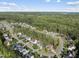 Aerial view of the neighborhood featuring the community layout and wooded areas at 1305 Reservoir View Ln, Wake Forest, NC 27587